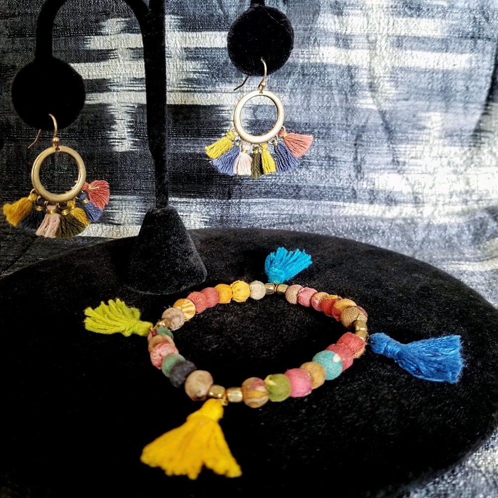 Tassled Earring and Bracelet Set